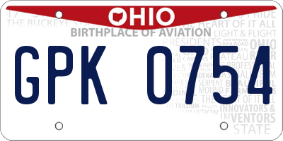 OH license plate GPK0754