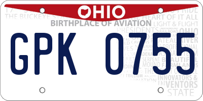 OH license plate GPK0755