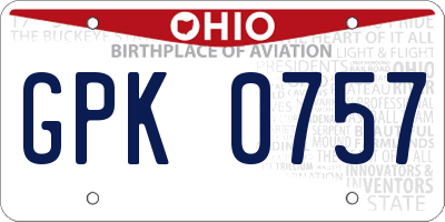 OH license plate GPK0757
