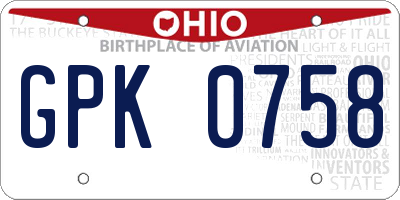 OH license plate GPK0758
