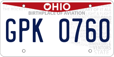 OH license plate GPK0760