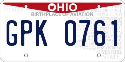 OH license plate GPK0761