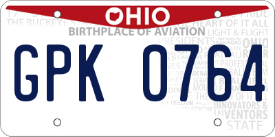 OH license plate GPK0764
