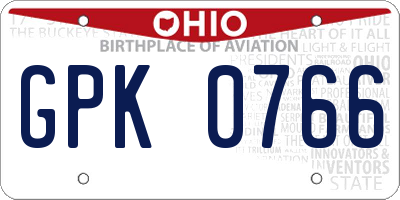 OH license plate GPK0766