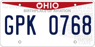 OH license plate GPK0768