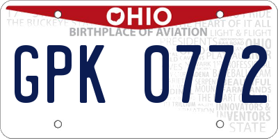 OH license plate GPK0772