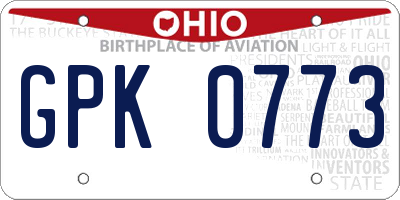OH license plate GPK0773