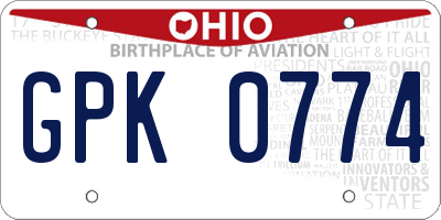 OH license plate GPK0774