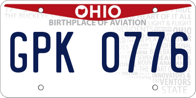 OH license plate GPK0776