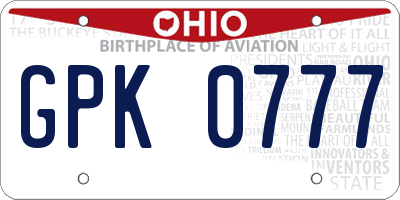 OH license plate GPK0777