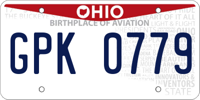 OH license plate GPK0779