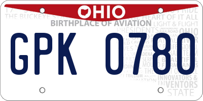 OH license plate GPK0780