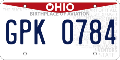 OH license plate GPK0784