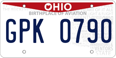 OH license plate GPK0790