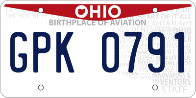 OH license plate GPK0791