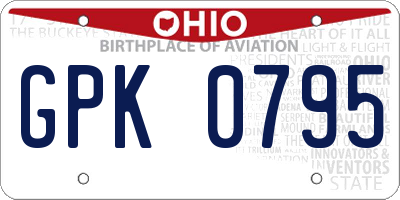 OH license plate GPK0795