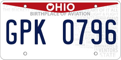 OH license plate GPK0796