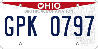 OH license plate GPK0797
