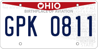 OH license plate GPK0811