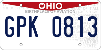 OH license plate GPK0813