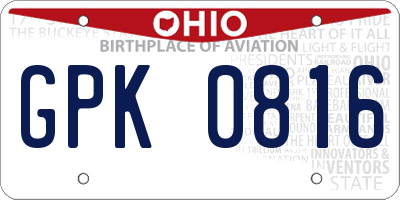OH license plate GPK0816