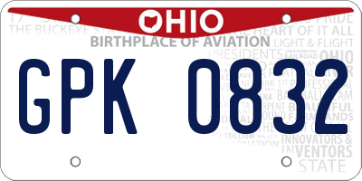 OH license plate GPK0832