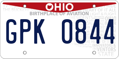 OH license plate GPK0844