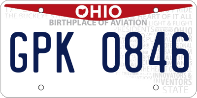 OH license plate GPK0846