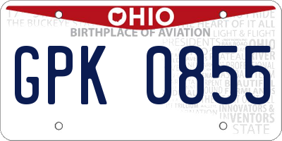 OH license plate GPK0855