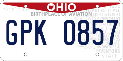 OH license plate GPK0857