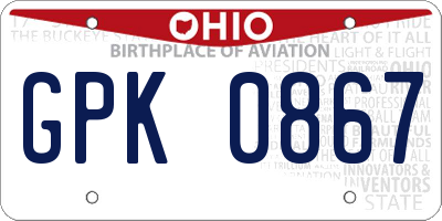 OH license plate GPK0867