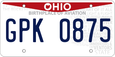 OH license plate GPK0875
