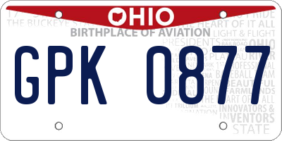 OH license plate GPK0877