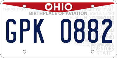 OH license plate GPK0882