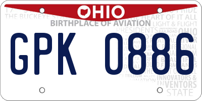 OH license plate GPK0886