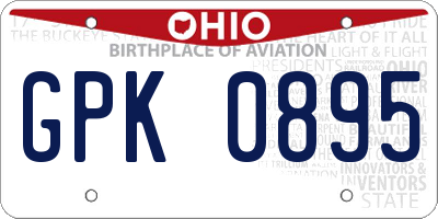 OH license plate GPK0895