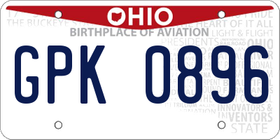 OH license plate GPK0896