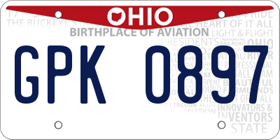 OH license plate GPK0897