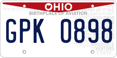 OH license plate GPK0898