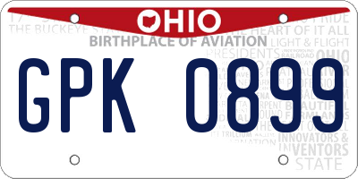 OH license plate GPK0899