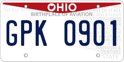 OH license plate GPK0901