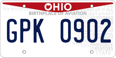OH license plate GPK0902