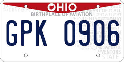 OH license plate GPK0906