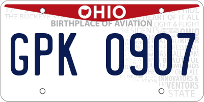 OH license plate GPK0907