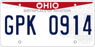 OH license plate GPK0914