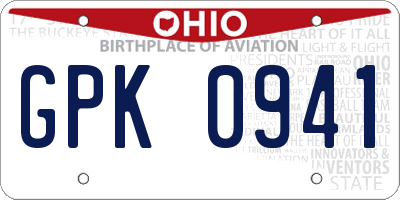 OH license plate GPK0941