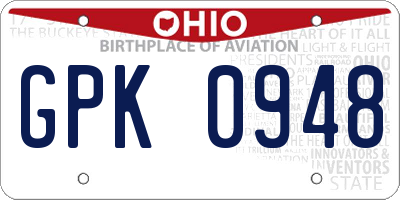 OH license plate GPK0948