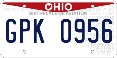 OH license plate GPK0956