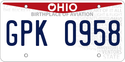 OH license plate GPK0958