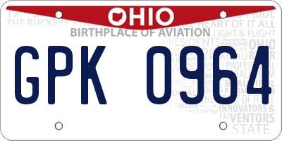 OH license plate GPK0964